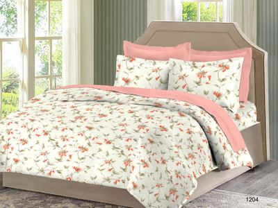 

Bombay Dyeing Cotton Double Floral Bedsheet(Pack of 1, Orange, White)