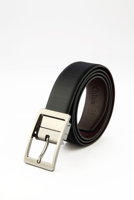 

Khisa Men Black Genuine Leather Reversible Belt, Blk-04