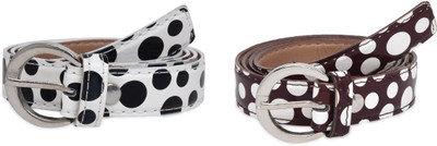 

SRS Women Casual Brown, White Artificial Leather Belt, Brown-white-28