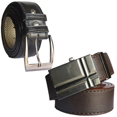 

Loopa Men Formal Multicolor Artificial Leather Belt, Black and brown