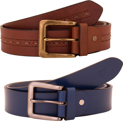 

Valbone Men Formal Blue Genuine Leather Belt, Brown