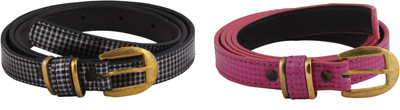 

SRS Women Casual Pink, Black Artificial Leather Belt, Pink-black-114