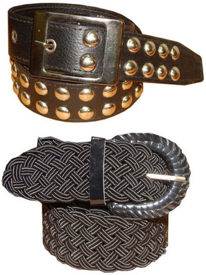

Ansari Men Black Genuine Leather, Fabric Belt