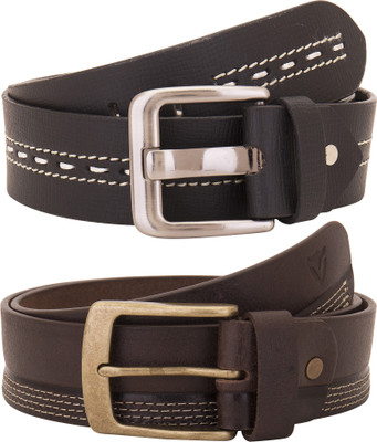 

Valbone Men Formal Black Genuine Leather Belt, Black;brown