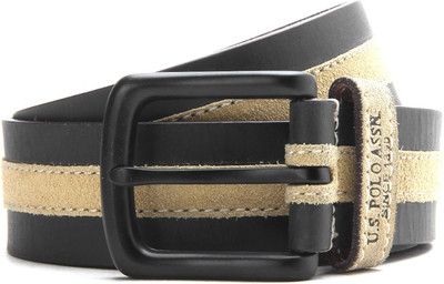 

U.S. Polo Assn Men Black, Beige Genuine Leather Belt, Beige & black