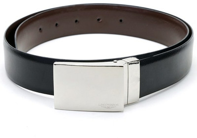 

Lino Perros Men Formal Black, Brown Genuine Leather Reversible Belt, Black and brown