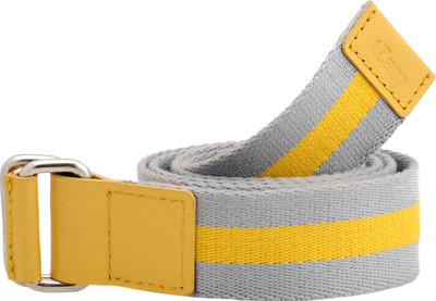 

tZaro Men Casual Grey, Yellow Metal, Fabric, Genuine Leather Belt, Light grey and yellow