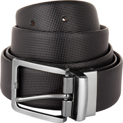 

Viva Men Casual Black Genuine Leather Belt, Silver