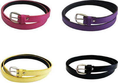 

SUNRISE ENTERPRISES Girls Casual, Evening, Formal, Party Pink, Purple, Yellow, Black Artificial Leather, Fabric Belt, Pinkpurpleyellowblack04293