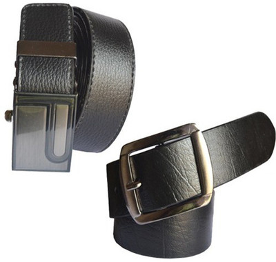 

Loopa Men Formal Multicolor Artificial Leather Belt, Black and brown