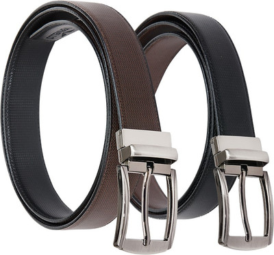 

Vermello Men Formal Black, Brown Artificial Leather Reversible Belt
