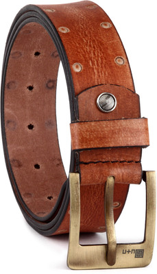 

U+N Men Casual Brown Genuine Leather Belt