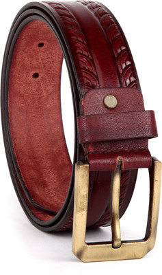 

U+N Men Casual Red Genuine Leather Belt