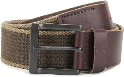 

WAC Men Brown Genuine Leather, Canvas, Metal Belt