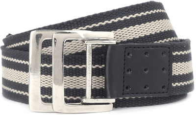

Hidedge Men Blue, Beige Metal, Canvas Belt, Black