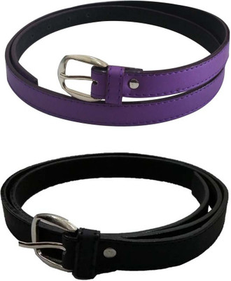 

Verceys Girls Casual Purple, Black Artificial Leather Belt, Black;purple