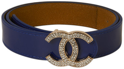 

Young & Forever Women Casual, Evening/Party, Formal, Semi-formal Blue Artificial Leather Belt, Rhinestone embellished double c royal blue