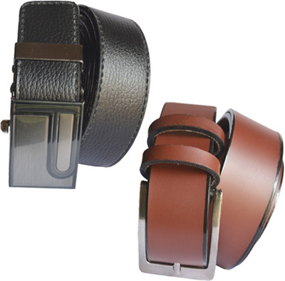 

Loopa Men Formal Multicolor Artificial Leather Belt, Black and brown