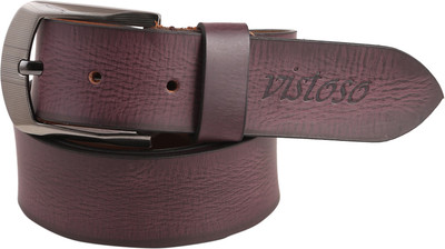 Vistoso Men Casual Purple Genuine Leather Belt, Burgandy