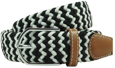 

The Tie Hub Men Casual Black Synthetic Belt, Black;white