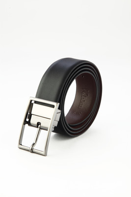 

Khisa Men Black Genuine Leather Reversible Belt, Blk-06