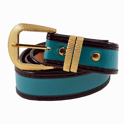 

Antiformal Women Casual, Evening, Party Blue Genuine Leather, Metal Reversible Belt, Blue-28