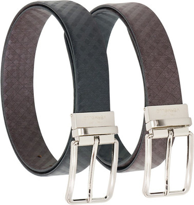 

Vermello Men Formal Brown, Black Genuine Leather Reversible Belt, Black;brown