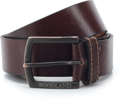 

Woodland Men Brown Metal, Genuine Leather Belt
