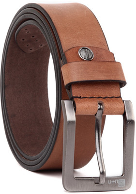 

U+N Men Casual Brown Genuine Leather Belt