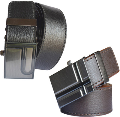 

Loopa Men Formal Multicolor Artificial Leather Belt, Black and brown