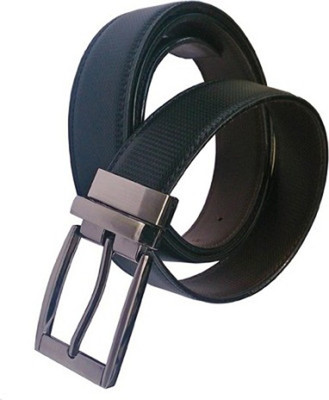 

Sun Shopping Men Formal Black Artificial Leather Reversible Belt, Black and brown