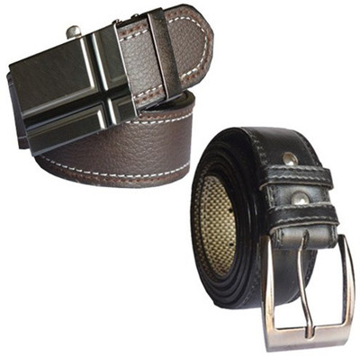 

Loopa Men Formal Multicolor Artificial Leather Belt, Black and brown
