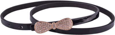 

Young & Forever Women Casual, Evening/Party, Formal, Semi-formal Black Artificial Leather Belt, Black diva cute rhinestone encrusted bow