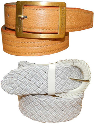 

Ansari Men Brown Genuine Leather, Fabric Belt
