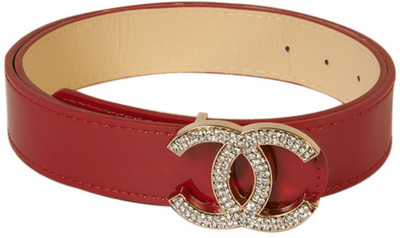 

Young & Forever Women Casual, Evening/Party, Formal, Semi-formal Red Artificial Leather Belt, Rhinestone embellished double c red