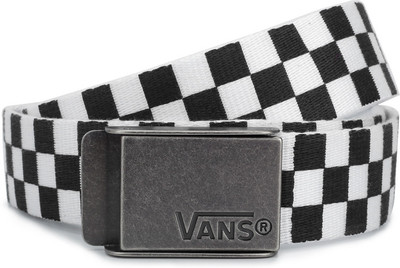 Vans Men Black, White Metal Belt, White and black