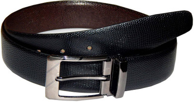 

Navaksha Men Formal Black Genuine Leather Reversible Belt