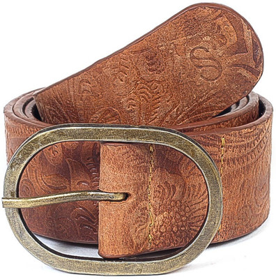 

Solzo Men Formal Tan Genuine Leather Belt, Tan floral