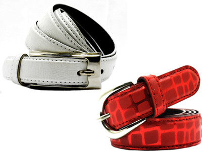 

Wholesome Deal Women Casual Multicolor Synthetic Belt, Red and white