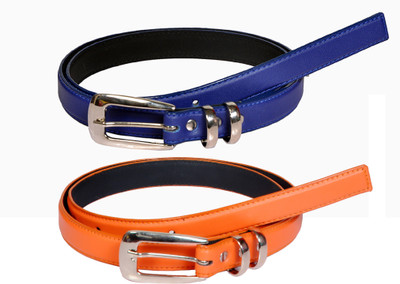 

Swan Collection Girls Casual, Formal Orange, Blue Artificial Leather Belt, Blue & orange 01