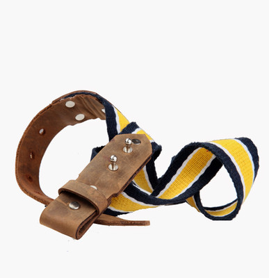 

99Cells Men Casual Multicolor Fabric Belt, Yellow
