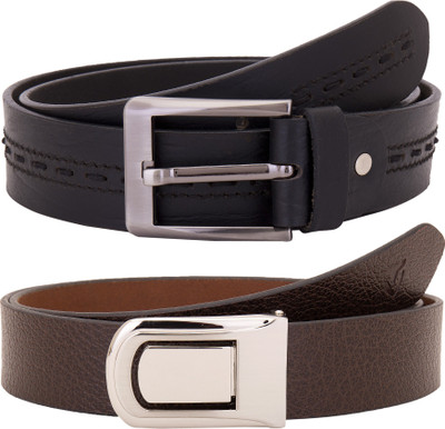 

Valbone Men Formal Black Genuine Leather Belt, Brown