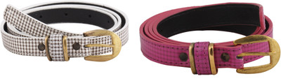 

SRS Women Casual Pink, White Artificial Leather Belt, Pink-white-118