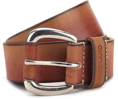 

Woodland Men Brown Genuine Leather, Metal Belt, Tan