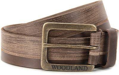 

Woodland Men Brown Metal, Genuine Leather Belt