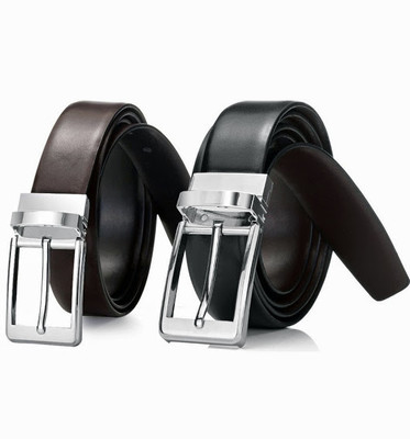 

99Cells Men Formal Black, Brown Genuine Leather Reversible Belt