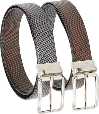 

Vermello Men Formal Brown, Black Genuine Leather Reversible Belt, Black;brown