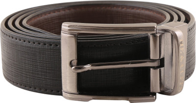 

TIE & CUFFS Men Black, Brown Genuine Leather Reversible Belt