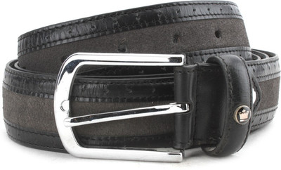 

Louis Philippe Men Black, Grey Genuine Leather Belt, Grey and black