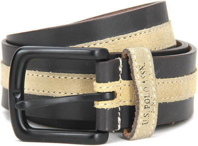 

U.S. Polo Assn Men Black, Beige Genuine Leather Belt, Beige & black